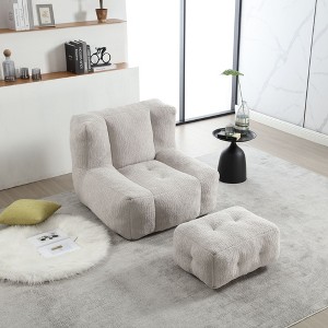 CAVINAS Velvet Bean Bag Chair with Memory Foam and Ottoman,Fluffy Lazy Floor Sofa Chair for Adults,Cozy Lounge Chair for Living Room - 1 of 4
