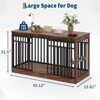 55" Large Dog Crate Furniture, Chew-Resistant Indoor Dog Kennel with Feeding Bowls & Sliding Door, Wood Decorative Dog Cage End Tables - 2 of 4