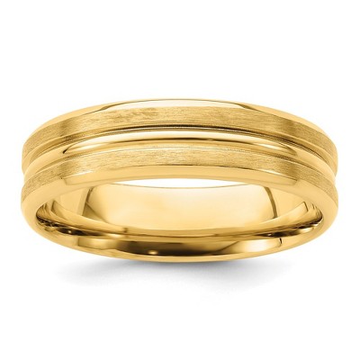 Black Bow Jewelry 6mm 14K White or Yellow Gold Light Wgt Grooved Center Comfort Fit Band