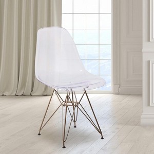 NicBex Modern Dining Chair Set of 2,Kitchen Chairs with Golden Base,Armless Chair for Kitchen,Office,Living Room,Transparent - 1 of 4