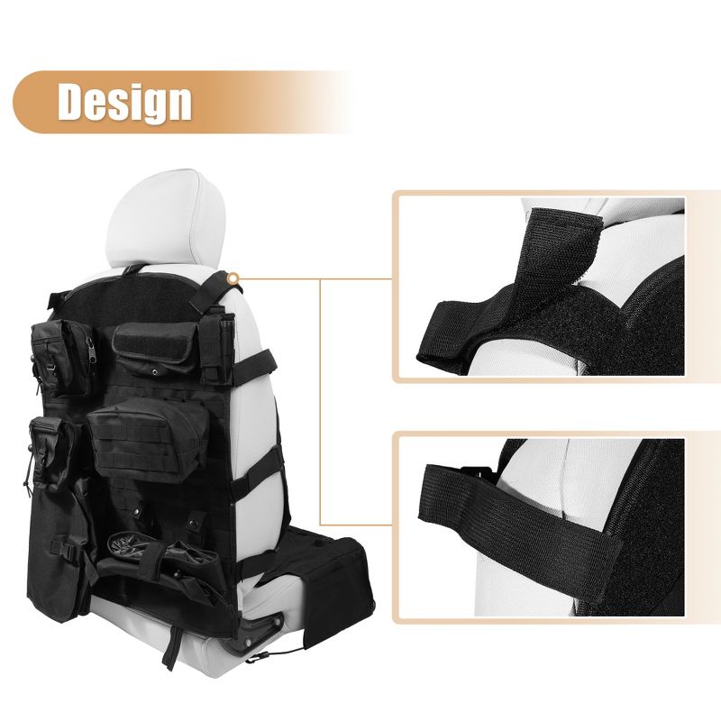Unique Bargains Multi-Pocket Seat Back Organizer Storage Bag Hanger Bag for Jeep Polyester Black, 4 of 7
