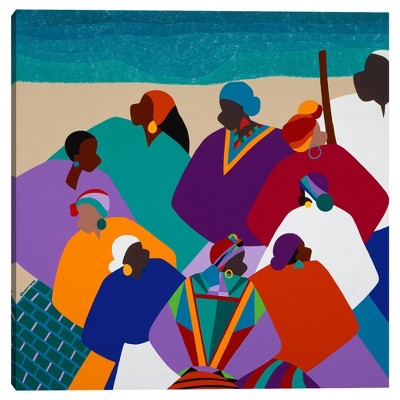 35" x 35" Ring Shout Gullah Islands by Synthia Saint James Canvas Art Print - Masterpiece Art Gallery