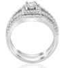 Pompeii3 1 1/5ct Pave Halo Split Shank Diamond Engagement Wedding Ring Set 14K White Gold - 2 of 4