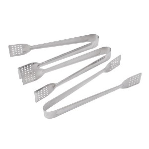 Unique Bargains Metal Silver Tone Anti-skid Food Tongs 8.5" x 1.4" x 0.9" 3 Pcs - 1 of 4