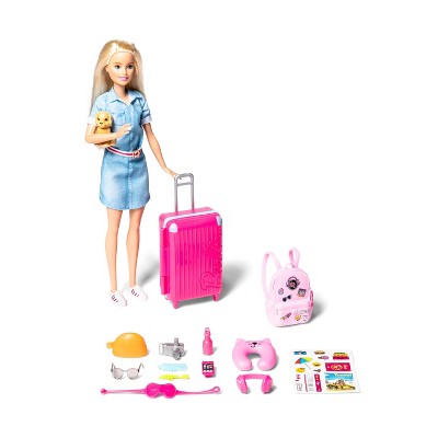 barbie travel doll and puppy playset