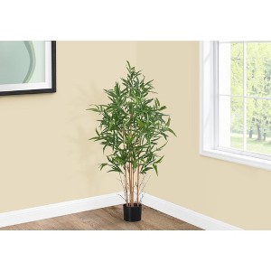 Monarch Specialties Artificial Plant 50 inch Tall Bamboo Tree Indoor Faux Fake Floor Greenery Potted Decorative Green Leaves Black Pot - 1 of 4