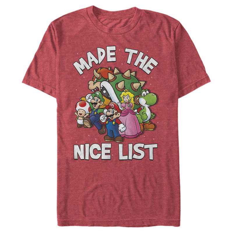 Men's Nintendo Mario Character Nice List T-Shirt, 1 of 5