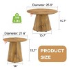 Wooden Round Tabletop Coffee Table Set Of 2,Table With Wood Grain Texture And Wood Base,Adjustable Feet,MDF Coffee Table-Coolbibila - 4 of 4