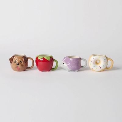 4ct Ceramic 12oz Mugs Dog/Apple/Hedgehog/Donut - Bullseye's Playground™