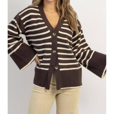 Women's PRESLEY STRIPE BELL CARDIGAN - CRESCENT