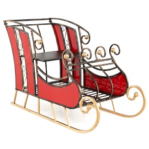 Tangkula Metal Christmas Santa Sleigh Basket, Xmas Festival Holiday Decorative Santa’s Sleigh with 2-Tier Storage Shelf - 1 of 4
