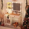 Makeup Vanity Desk with Mirror and Lights, Vanity Table with Charging Station, 2 Compartments & 2 Acrylic-Door Cabinets, Dressing Table for Bedroom - 2 of 4