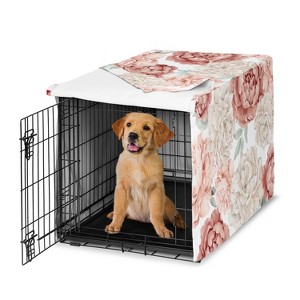 Sweet Jojo Designs Dog Crate Kennel Cover 36in. Peony Floral Garden Pink and Ivory - 1 of 4