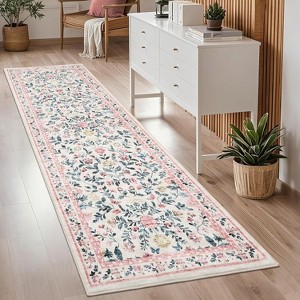 Pastoral Meadow Indoor Rug Washable Thin Area Mat Soft Low Pile Stain Resistant Easy to Clean Carpet for Entryway Bedroom Kitchen - 1 of 4