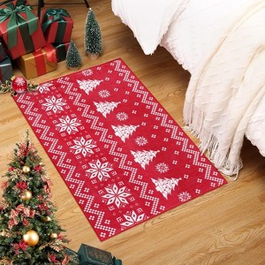 Christmas Washable Rug - Non-Slip Holiday Entryway Rug Soft Low Pile Front Door Mat with Non-Shedding Backing for Indoor Boho Decor Bathroom - 1 of 4
