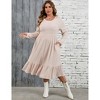 Women's Plus Size Ribbed Crew Neck Dress with Pockets: Casual Comfort for Daily Wear Dress - 3 of 4