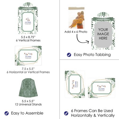 Boho Botanical Greenery Party 4x6 Paper Photo Frame Kit - Set of 12