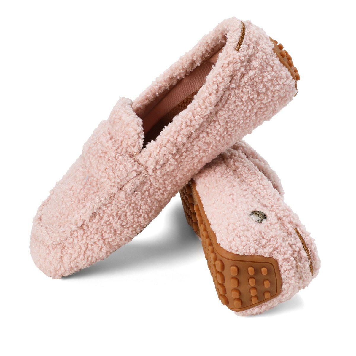 Женские туфли Dearfoams Women's Hazel Teddy Loafer - Pale Mauve Size 10 — фото 5
