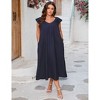 Plus Size Ruffle Sleeve Pleated Babydoll Short Sleeve Summer Dress with Belt - 3 of 3