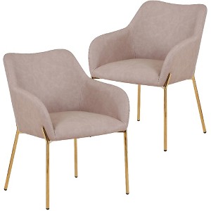 LeisureMod Zaire Modern Dining Chair – Upholstered Side Chair with Gold Iron Legs, Stylish Accent Chair for Dining Room or Kitchen Set of 2 - 1 of 4