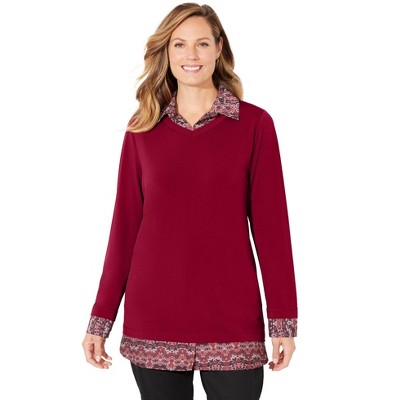 Catherines Women's Plus Size Tunic Collar Duet
