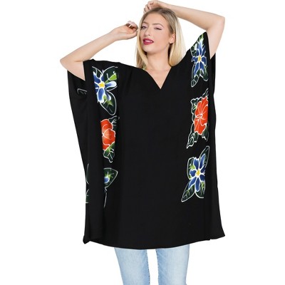 LA LEELA Women's Beachwear Swimsuit Coverups for Women Summer Swim Beach Dress Cover Ups for Swimwear Women Loose Party Bathing Suit 1X-2X Black_AC277