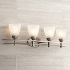 Possini Euro Design Art Deco Wall Light Brushed Nickel Hardwired 33" Wide 4-Light Fixture Marbleized Glass Bathroom Vanity - 2 of 4