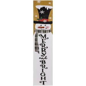 Northlight 36" Snowman "Merry and Bright" Christmas Porch Board Sign Decoration - 1 of 4