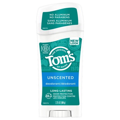 Tom's of Maine Long Lasting Unscented Natural Deodorant Stick - 2.25oz