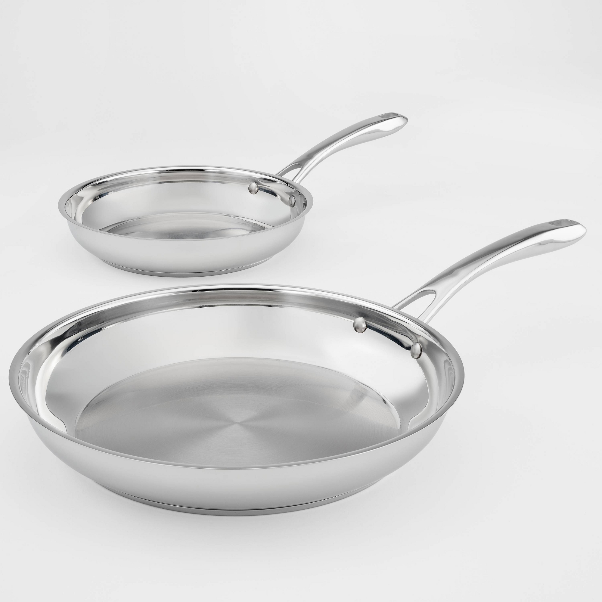 Cuisinart Classic 10" and 12" Stainless Steel 2pk Skillet Set Silver: Dishwasher & Oven Safe Cookware, Induction Compatible