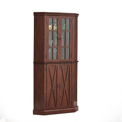 Enclosed Corner Cabinet Mahogany - Home Source: Glass Doors, Storage ...