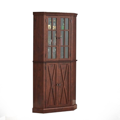 Enclosed Corner Cabinet Mahogany Home, Corner China Cabinet With Glass Doors
