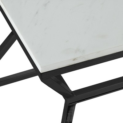 Black Metal Frame Square Marble Side Table