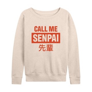 Women's - Instant Message - Call Me Senpai Lightweight French Terry Wide Neck Long Sleeve Shirt - 1 of 4