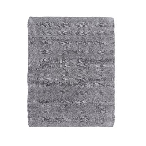 Knightsbridge Luscious Textured Striped All Season Soft Plush Cotton Reversible & Soft Bath Rug, Silver - 1 of 4