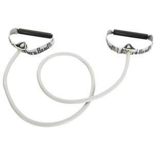 THERABAND Resistance Tubing, Hard PVC Handles, 50 IN, Silver, Super Heavy Thickness, 10.2 LBS Resistance, Level 7 - 1 of 4