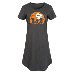 Women's Peanuts Trick Or Treat Silhouettes Graphic T-shirt Dress - Heather Charcoal - X-Large - 1 of 4