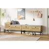 Rattan Shoe Bench with Storage Drawer and Cabinet, Wooden Entryway Storage Bench with Linen Seat Cushion - 4 of 4