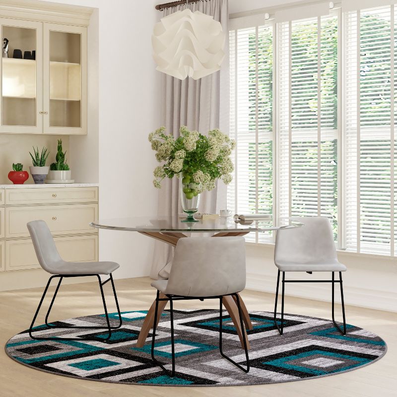 Emma and Oliver Modern Accent Rug with Geometric Square Pattern, 2 of 9