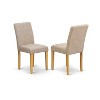 HomeStock 7Pc Oval 42/60" Dinette Table With 18 In Butterfly Leaf And 6 Parson Chair With Oak Leg And Linen Fabric Light Fawn - 3 of 3