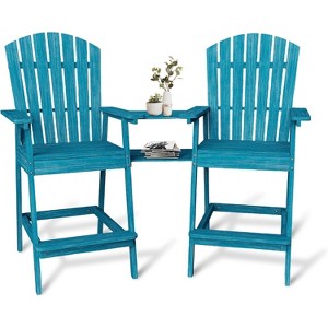 Patio Tall Adirondack Chairs Bar Chairs, Outdoor Adirondack Barstools with Connecting Tray, Bar Stool Chair with High Back for Deck, Balcony - 1 of 4