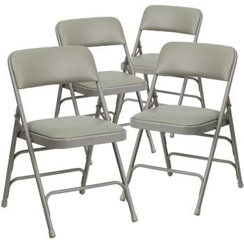 Flash Furniture 4 Pack HERCULES Series Curved Triple Braced & Double Hinged Upholstered Metal Folding Chair