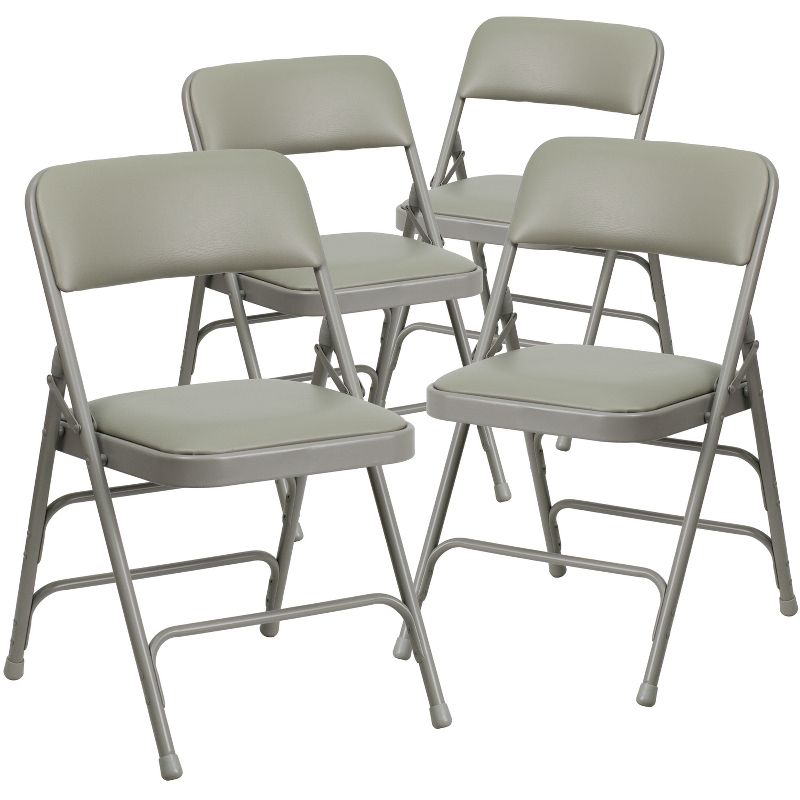 Flash Furniture 4 Pack HERCULES Series Curved Triple Braced & Double Hinged Upholstered Metal Folding Chair, 1 of 12