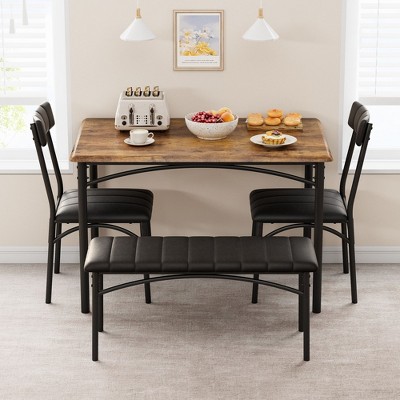 Dining Table Set for 4, Kitchen Table and Chairs for 4, Rectangular Kitchen Table Set , Dining Room Table Set,Grey