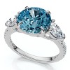 Pompeii3 3 1/2Ct Fancy Blue Lab Created Accent Diamond Engagement Ring 14k Gold - 3 of 4