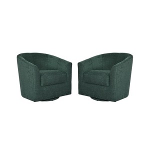 Set of 2 Liria Wooden Upholstered Barrel Chair for Livingroom with Metal Swivel Base| ART OF LIVING DESIGNS - 1 of 4