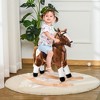 Qaba Kids Plush Toy Rocking Horse Pony Toddler Ride on Animal for Girls Pink Birthday Gifts with Realistic Sounds - 3 of 4