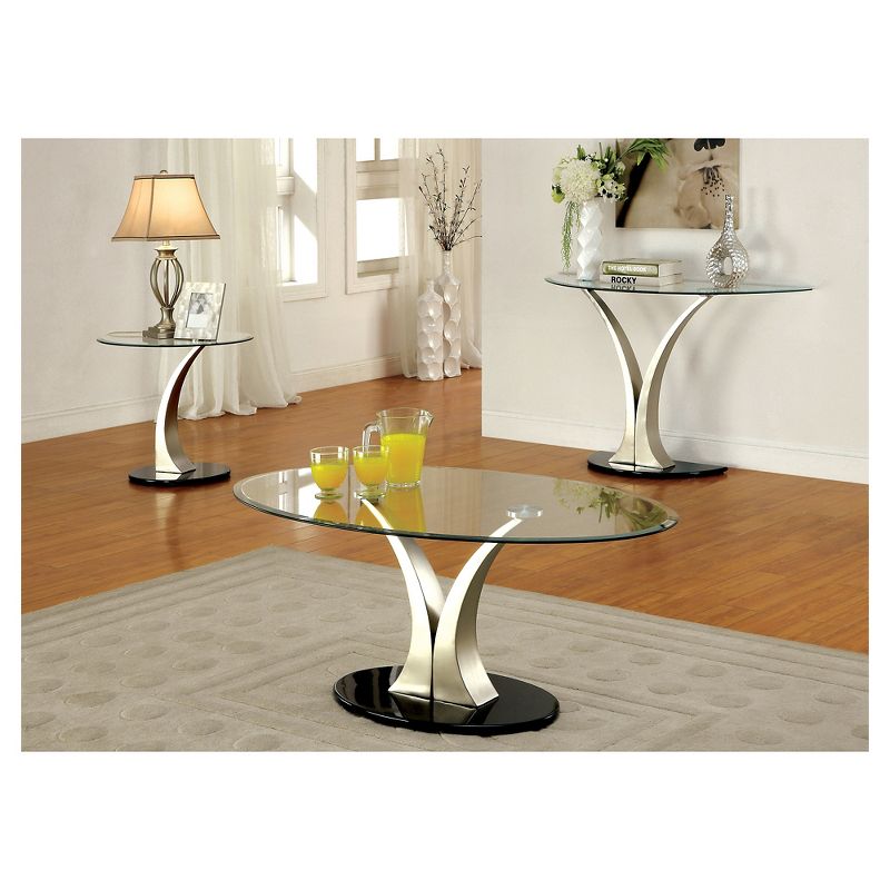 Valeri Modern Flared Glass Top Sofa Table Satin Plated - HOMES: Inside + Out, 4 of 7