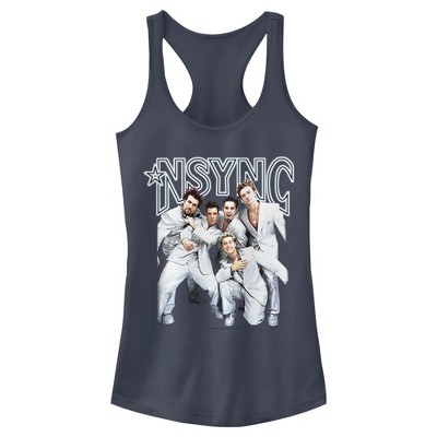 Juniors Womens NSYNC Iconic White Suits Racerback Tank Top