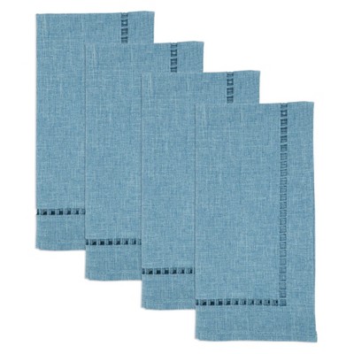 Denim Blue Laser-Cut Hemstitch 20" Square Napkin Set